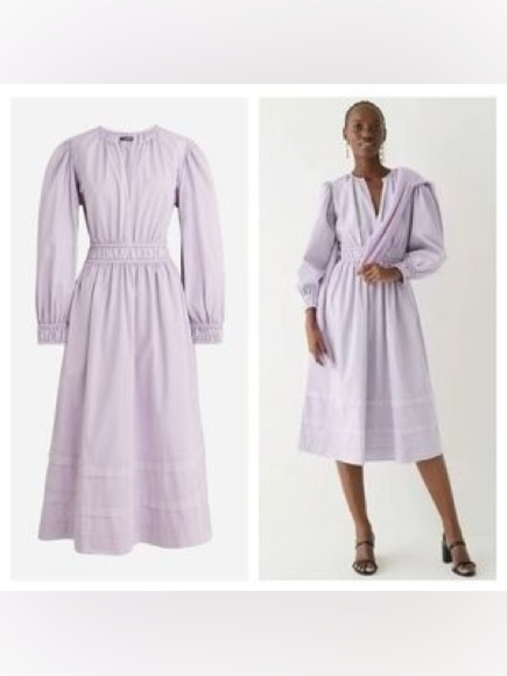 J.Crew Smocked Waist Chino Midi Dress Purple Medium summer spring preppy cotton